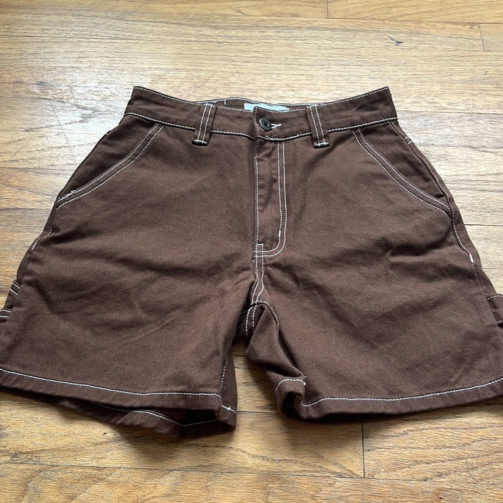 Cotton On Brown Jean Shorts with Contrast Stitching